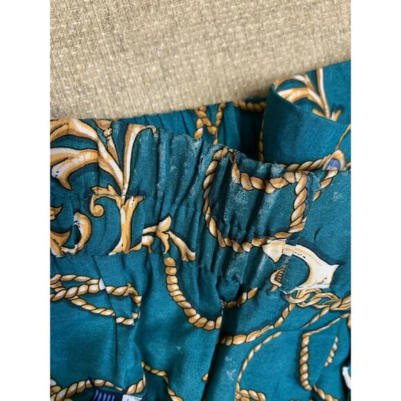 vintage Portraits by Northern Isles a line skirt size 12 green gold chain print - Picture 7 of 9